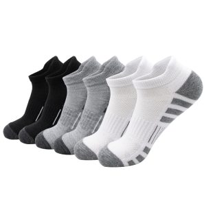 Breathable Athletic Ankle Socks - Cushioned Terry Sole Training Socks, Moisture-Wicking & Mesh Ventilated Sports Socks for Men