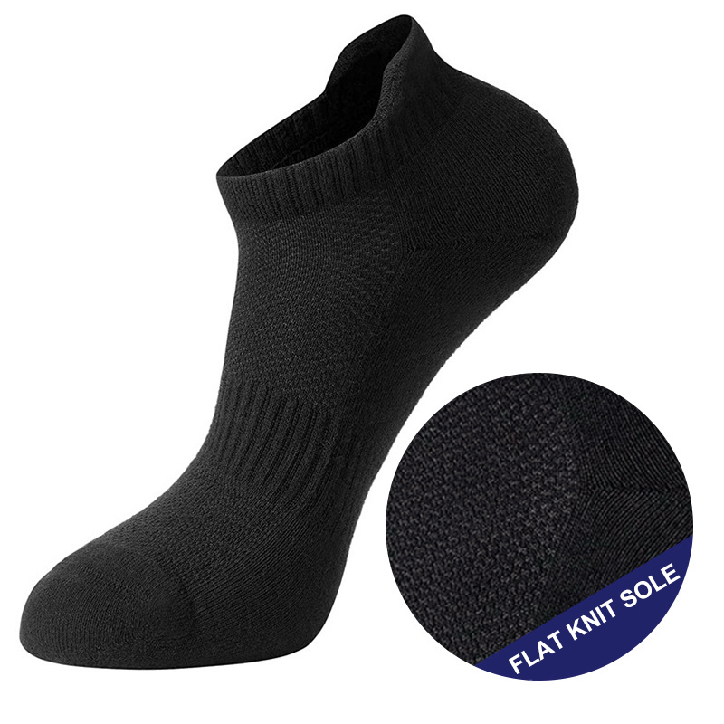 Combed Cotton Casual Socks for Men & Women – Breathable Short Ankle Sports Socks for All Seasons - Black