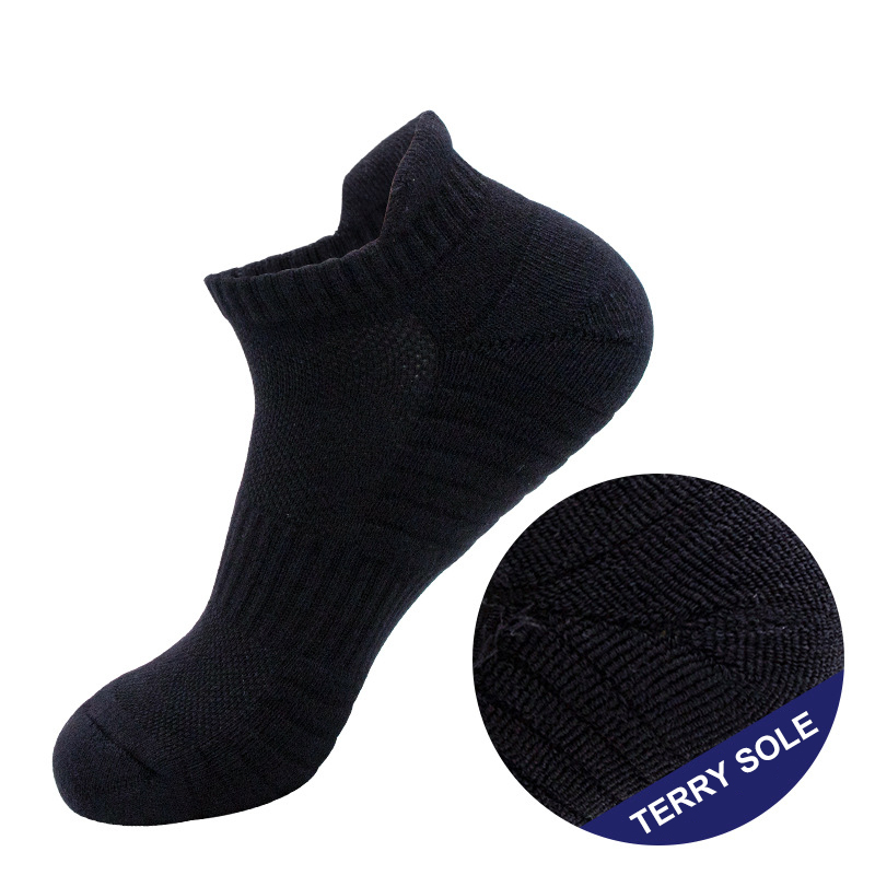 Combed Cotton Running Socks for Men & Women – Breathable Short Ankle Sports Socks for All Seasons - Black