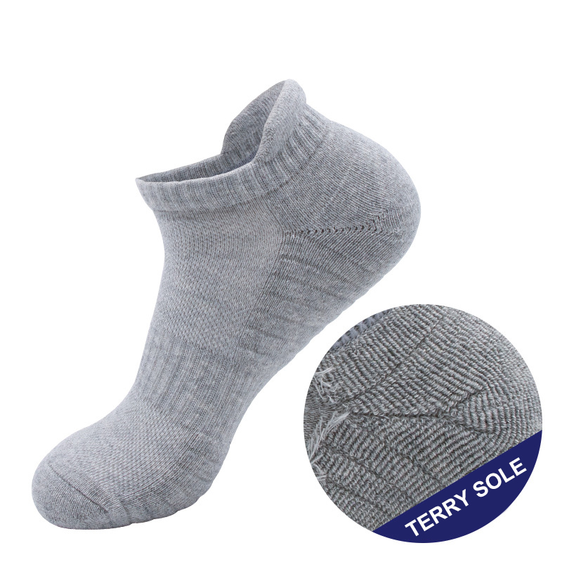 Combed Cotton Running Socks for Men & Women – Breathable Short Ankle Sports Socks for All Seasons - Grey