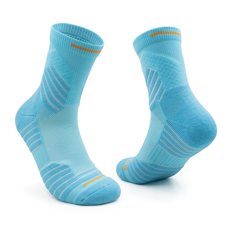Men’s Mid-Calf Basketball Socks - Breathable Terry Cushion Sports Socks, Moisture-Wicking & Anti-Friction Athletic Performance Design - Blue