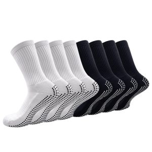 Men’s Non-Slip Grip Football Socks – Breathable Moisture-Wicking Terry Cushion Sports Socks, Shock-Absorbing & Durable Design