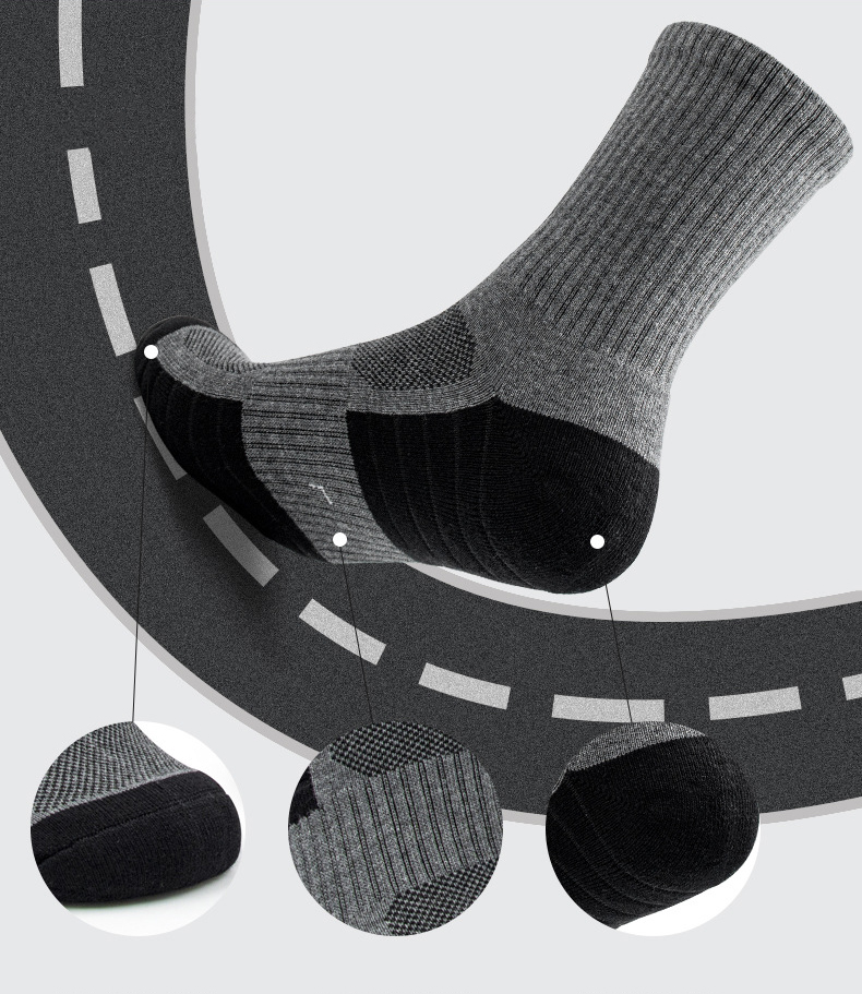 Men’s Thick Terry Basketball Socks - Breathable Mid-Calf Cotton Sports Sock, Moisture-Wicking & Color-Block Design for Training and Games