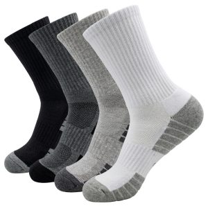 Men’s Thick Terry Basketball Socks - Breathable Mid-Calf Cotton Sports Socks, Moisture-Wicking & Color-Block Design for Training and Games