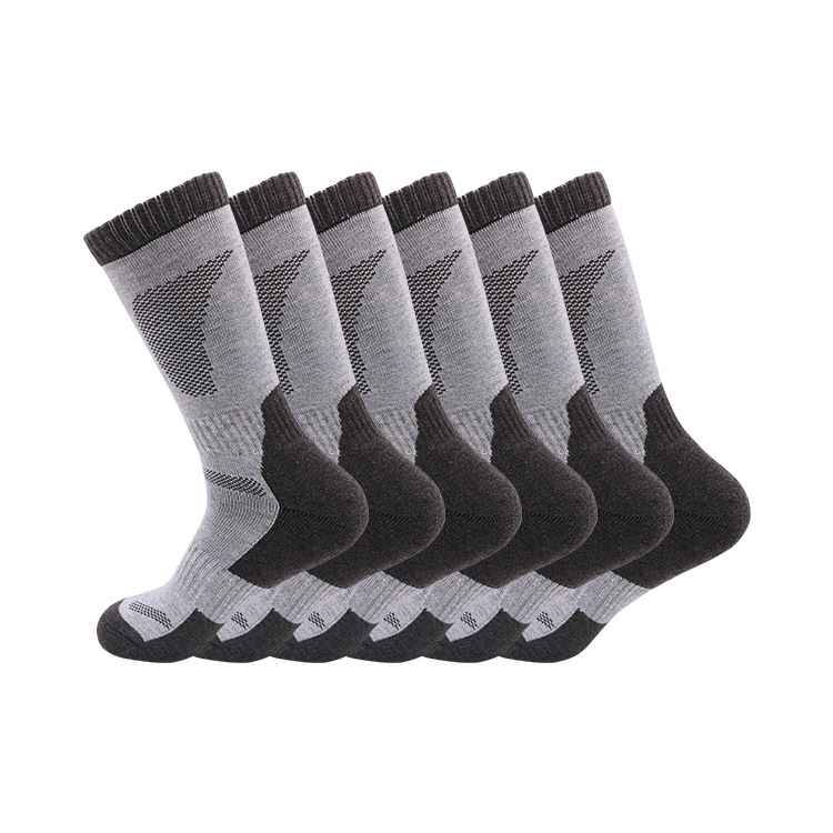 Men’s Wool Crew Socks – Warm Thick Terry Snow Socks, Merino Wool Winter Sports Socks - Gray