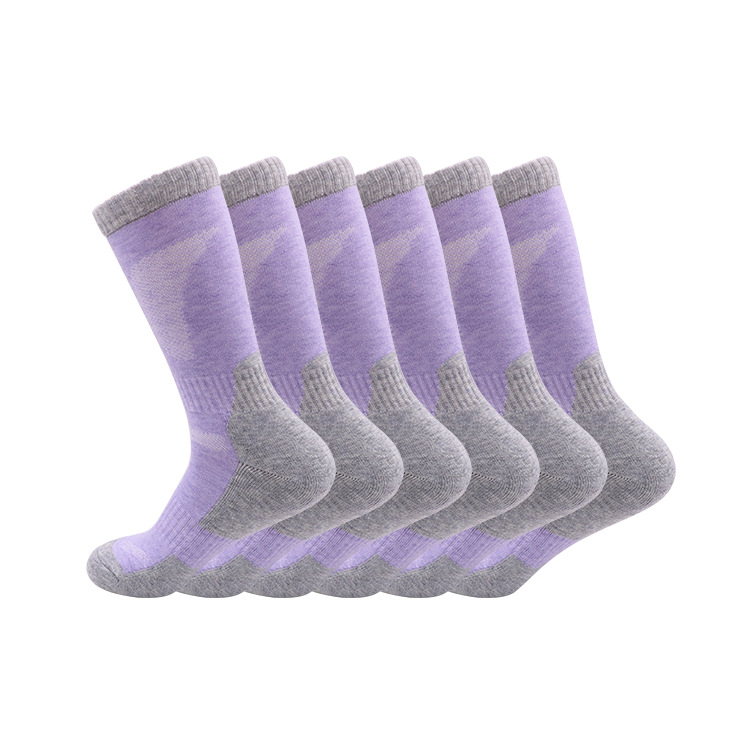 Men’s Wool Crew Socks – Warm Thick Terry Snow Socks, Merino Wool Winter Sports Socks - Purple