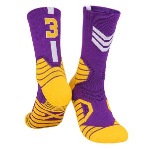 Performance Basketball Mid-Calf Socks – Cushioned Terry, Sweat-Wicking & Anti-Friction Design, Featuring NBA Team Colorways and Iconic Player Numbers for Adults & Children - SODVO