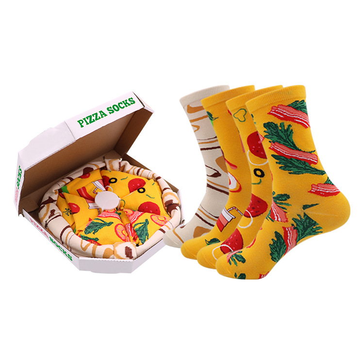 Pizza Socks for Couples - Funny Christmas Gift Cotton Mid-Calf Socks, Holiday Novelty Socks for Men & Women