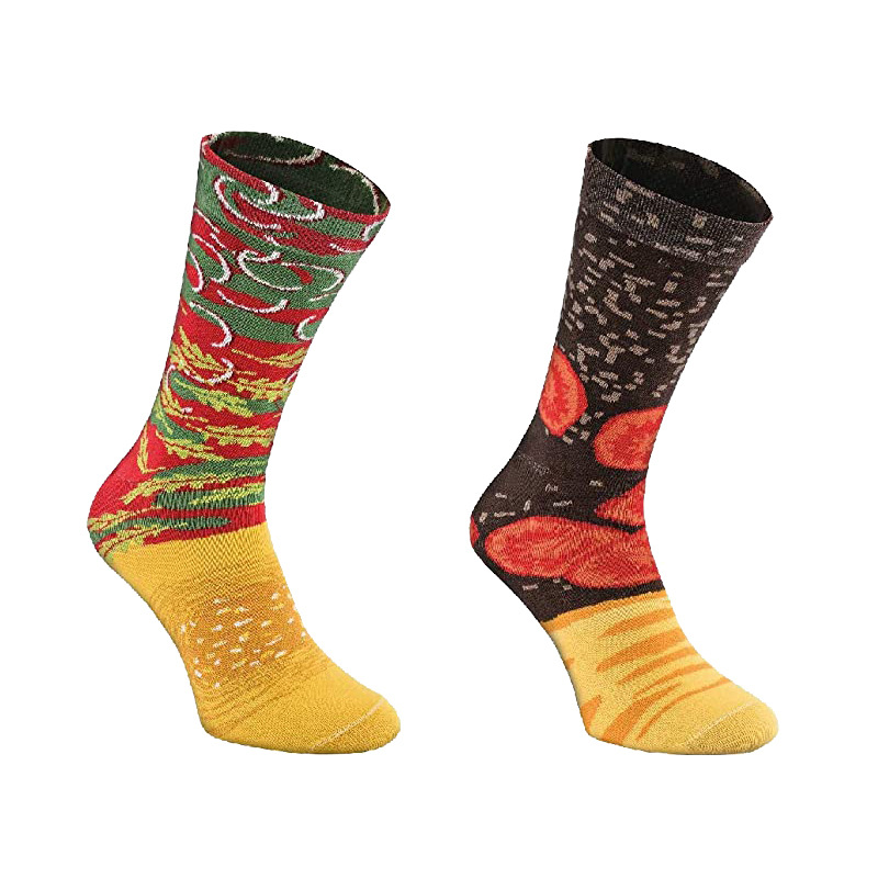SODVO Couple’s Hamburger Cotton Socks – Mid-Calf Funny Christmas Gift Box Socks for Men & Women