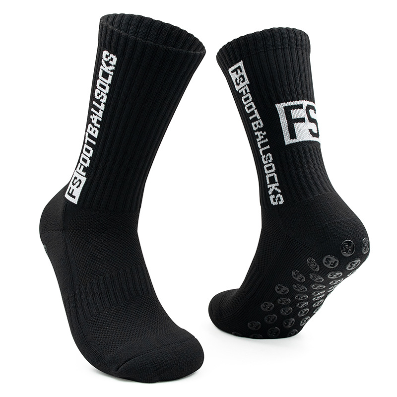 SODVO Men's Mid-Calf Soccer Socks – Thick Terry Cushion, Anti-Slip, Performance Sports Socks - Black