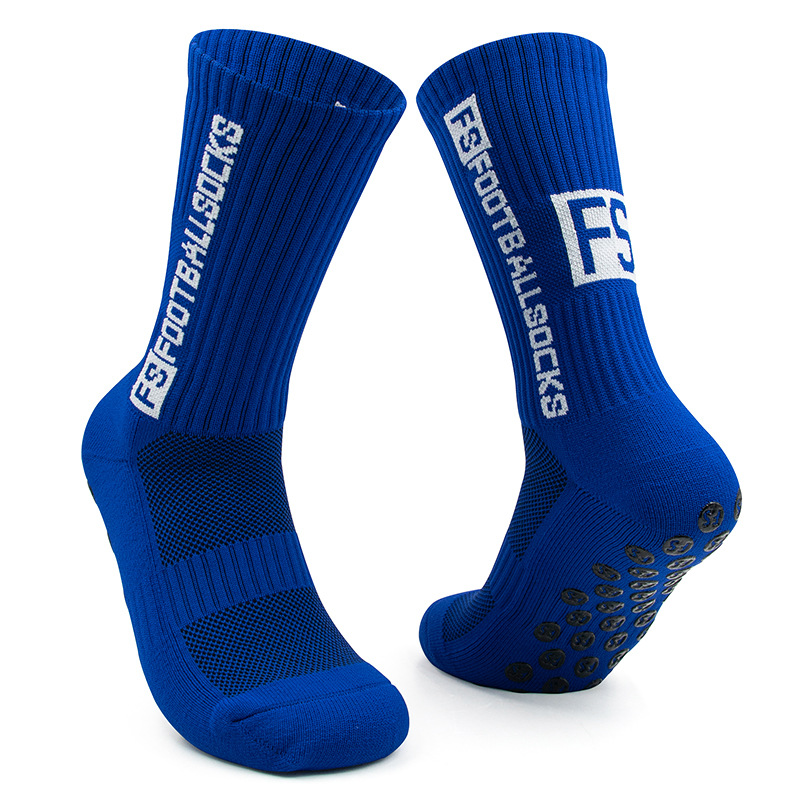 SODVO Men's Mid-Calf Soccer Socks – Thick Terry Cushion, Anti-Slip, Performance Sports Socks - Blue