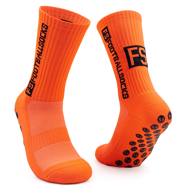 SODVO Men's Mid-Calf Soccer Socks – Thick Terry Cushion, Anti-Slip, Performance Sports Socks - Orange
