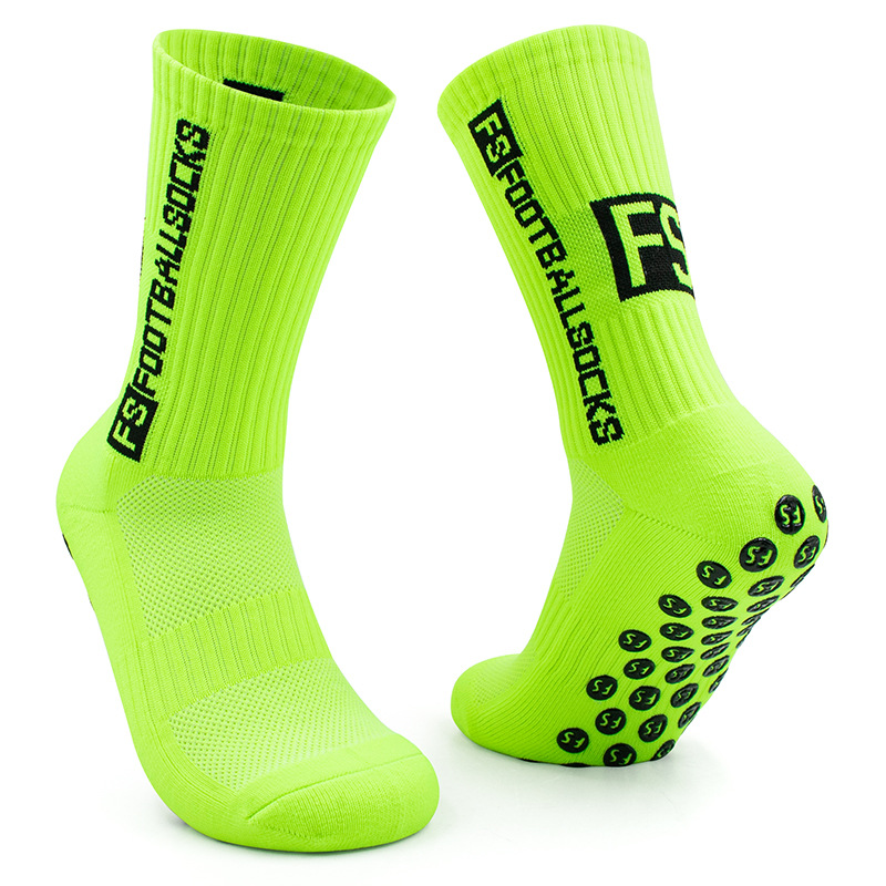 SODVO Men's Mid-Calf Soccer Socks – Thick Terry Cushion, Anti-Slip, Performance Sports Socks - Shiny Green