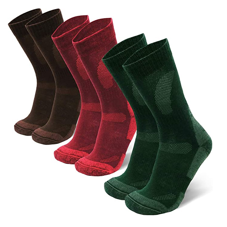 SODVO Men’s Wool Crew Socks – Warm Thick Terry Snow Socks, Merino Wool Winter Sports Socks