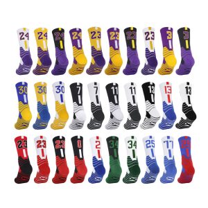 SODVO Performance Basketball Mid-Calf Socks – Cushioned Terry, Sweat-Wicking & Anti-Friction Design, Featuring NBA Team Colorways and Iconic Player Numbers for Adults & Children