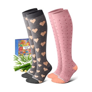 Bamboo Viscose Compression Socks for Women Men 2 Pairs 15-20mmHg Knee High Compression Socks1