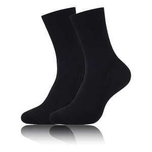 Men's Dress Socks Solid Ribbed Crew Socks Combed Cotton Anti Odor Size 8-13（1）