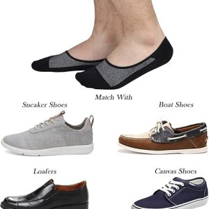 Men's No Show Socks, Loafer Sneakers Low Cut Cotton Socks With Non Slip Grips2