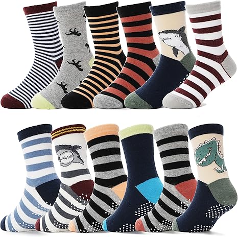 Boys Non-Slip Cotton Crew Socks1