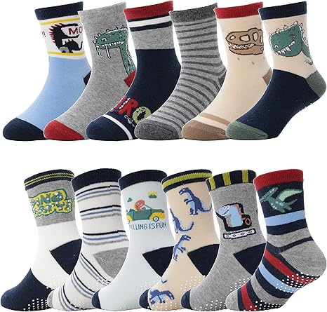 Boys Non-Slip Cotton Crew Socks2