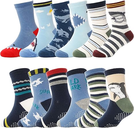 Boys Non-Slip Cotton Crew Socks4