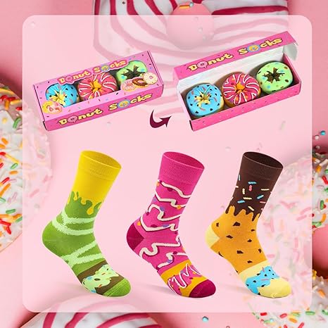 Funny Donut & Macaron Socks Gift Box1