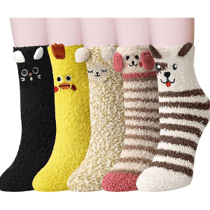 Fuzzy Animal Crew Socks for Women and Girls1
