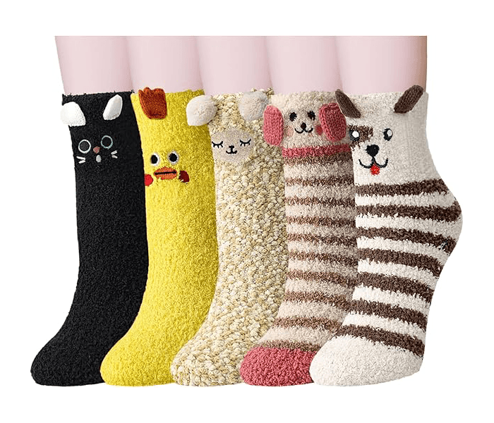 Fuzzy Animal Crew Socks for Women and Girls1