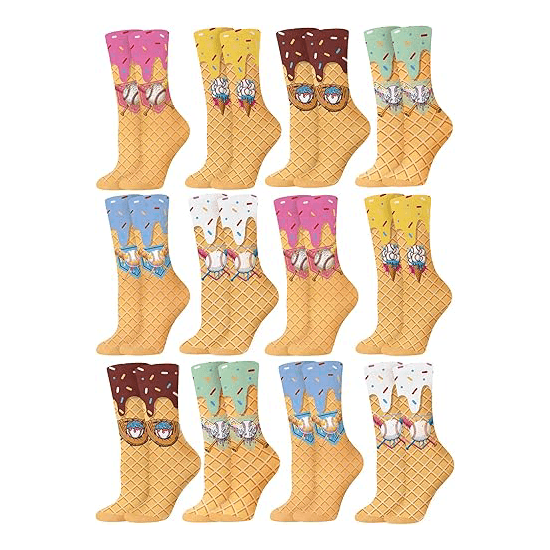 Ice Cream Drip Baseball Socks 12-Pair Set1