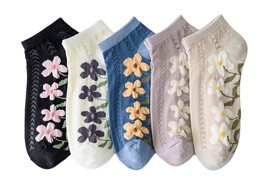 Kawaii Embroidered Floral Ankle Socks3