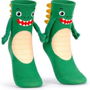 Kids Dinosaur Holding Hands Crew Socks1