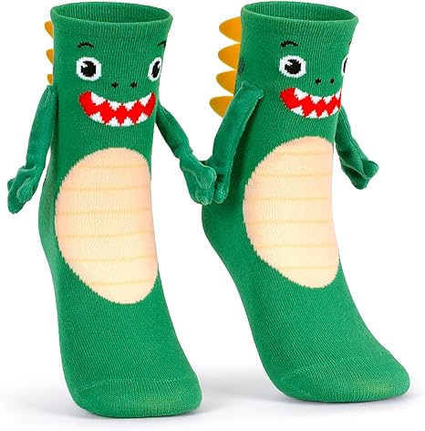 Kids Dinosaur Holding Hands Crew Socks1