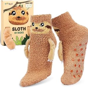 Sloth Plush Fuzzy Slipper Socks1