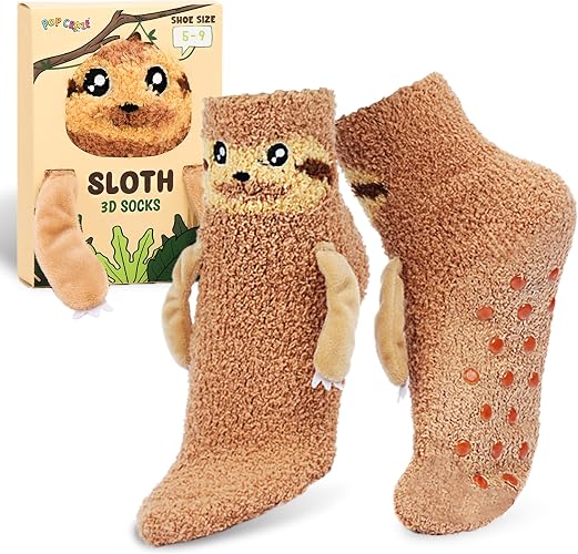 Sloth Plush Fuzzy Slipper Socks1