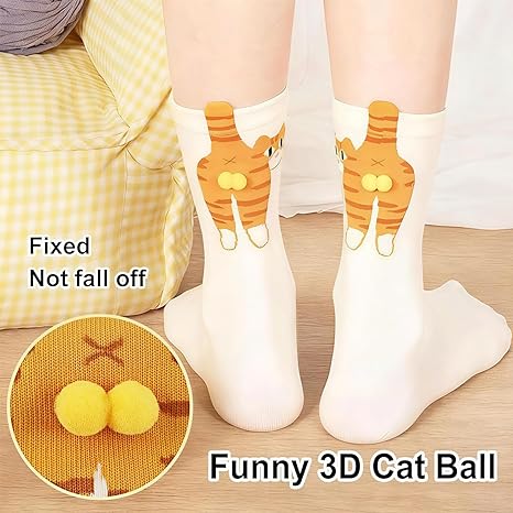 Women’s 3D Cute Cat Crew Socks2
