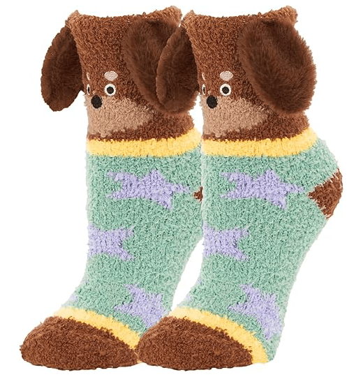 Women’s Dachshund Fuzzy Slipper Socks3
