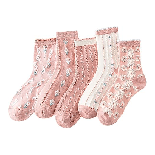 Women’s Floral Frilly Crew Socks1