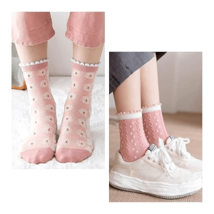 Women’s Floral Frilly Crew Socks2 Women’s Floral Frilly Crew Socks2
