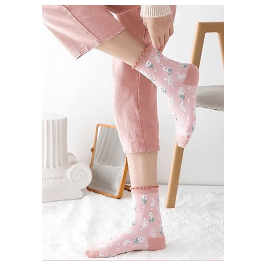 Women’s Floral Frilly Crew Socks3