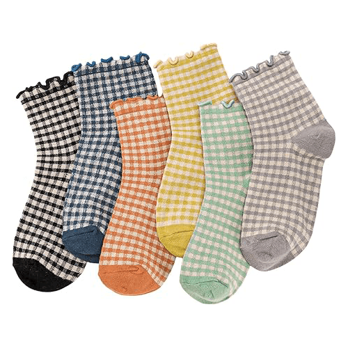 Women’s Ruffle Checkered Ankle Socks1