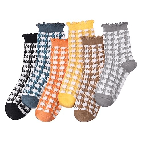 Women’s Ruffle Checkered Ankle Socks2